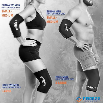 FreezeSleeve Ice and Heat Therapy Sleeve | Reusable Ice Pack Flexible Gel Compression Sleeve for Pain Relief and Recovery of Elbow Knee Ankle Leg Wrist Injuries | Black Large - color: Black, size: Large (Pack of 1)