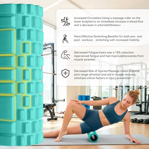 Foam Roller - 13'' Multi-Density Massage Roller for Deep Tissue & Muscle Recovery - Relieves Tight, Sore Muscles & Kinks, Improves Mobility & Circulation - Targets Key Body Parts (Aqua) - color: Aqua