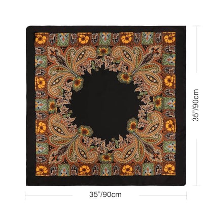 DRESHOW 35” Large Square Satin Head Scarf - 4Pcs Silk Accessories Classic Patterned Squares Beach Bandanas for Women - color: 4 Pcs: Pink, Black, Red, Beige