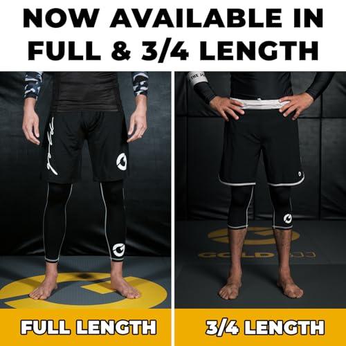 Gold BJJ Jiu Jitsu Spats - Base Layer for Gi and No-Gi Grappling - Martial Arts Pants - color: Black (3/4 Length), size: XX-Large