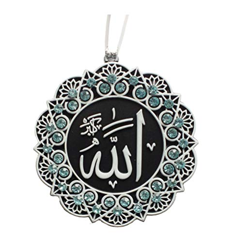 Modefa Turkish Islamic Ottoman Double-Sided Allah Muhammad Star Shaped Car Rear View Mirror Hanger Medallion Pendant Accessory (White/Turquoise) - color: White/Turquoise