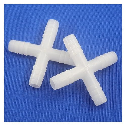 10pcs 10mm Plastic Barbed Cross Connectors Aquarium Fish Tank Tube Splitters Air Pump Soft Pipe Hose Connector