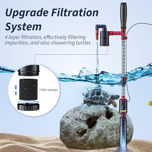 Fish Tank Cleaner, Aquarium Gravel Cleaner, 530GPH/32W Electric Fish Tank Cleaning Tools, Adjustable Water Flow Fish Tank Gravel Cleaner Vacuum, Aquarium Cleaner Kit for Water Chang, Wash Sand (Red)