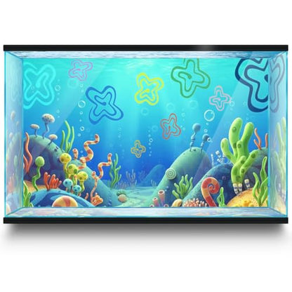 Aquarium Background Stickers for 25-40 Gallon Tanks, Cartoon Underwater Self-Adhesive Fish Tank Reptile Terrarium Decor Poster (40 x 20inches / (100 x 50 cm)) - size: 40 x 20inches / (100 x 50 cm)