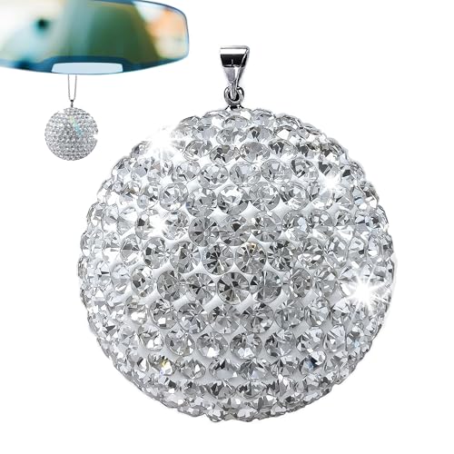 Crystal Ball Rear View Mirror Charm, 1.37 in Bling Decor - color: Silver