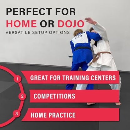 COCO MATS 'N MORE IJF Approved Judo and Martial Arts Mat – High Density Training Mat with Tatami Non-Slip Vinyl Surface, MMA Mats & BJJ Mats for Gym & Home Training - color: Black