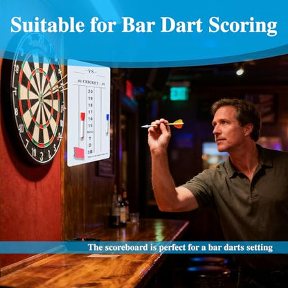 Soft & Rollable Dart Scoreboard with Dry Erase Markers and Eraser - Easy to Install and Clean - Waterproof Surface for Cricket and '01 Games - size: Large