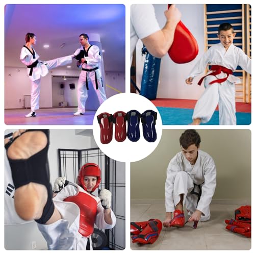 Taekwondo Foot Protector Karate Guard Martial Art Foam Shoes with Adjustable Strap for Sparring - color: Blue S