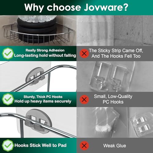 Shower Caddy Adhesive Replacement Stickers Sticker Shelf Basket Strips Suction Hooks Large Strong Hook (Transparent - 4 Packs) - color: Transparent 1 Hook
