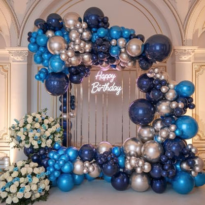 Blue Silver Balloons for Boys Baby Shower Gender Reveal Mens Birthday Party - color: Blue Silver, size: 50 Pcs