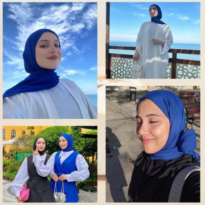 Soft Hijab Scarf for Muslim Women, 71" Long Head Wrap Shawl - color: Royal Blue