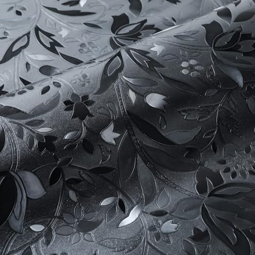 Bloss Blackout Window Privacy Film, 100% Sun Blocking Privacy Cover for Glass, Removable Room Darkening Black Out Window Tint, Static Cling Frosted Glass Film (Black/Tulip, 29.5" x 78.7") - color: Black - Tulip, size: 29.5 x 78.7 Inch