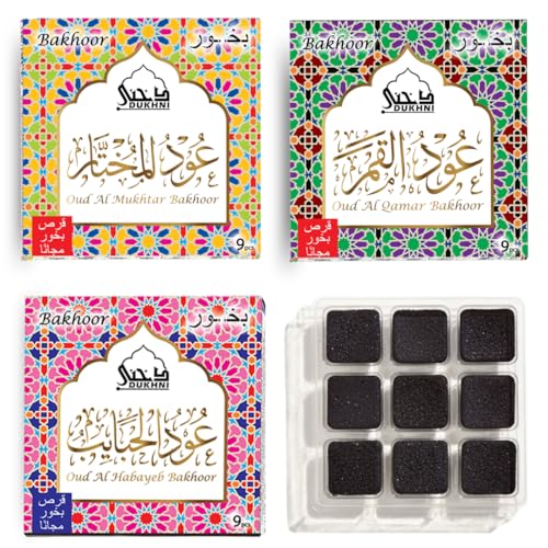 Oud Al Mukhtar, Qamar, Habayeb Bakhoor by Dukhni | 3x9 pc | Arabic Incense
