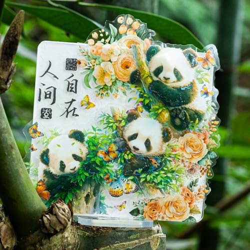 Yoksas 40Pcs Holographic Shiny Kawaii Panda Stickers - Waterproof Transparent Glitter Cute Panda Stickers for Scrapbooking,Water Bottles,Journals - color: Shiny Panda