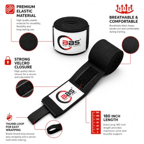 Busy Bee Sports Boxing Hand Wraps - color: Black