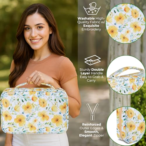 Quilted Bible Case for 6.5 X 9.5 inch Books, Bible Carrying Case for Women, Yellow Bible Cover - color: Yellow
