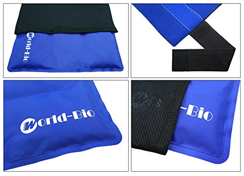 WORLD-BIO Large Gel Ice Pack Wrap for Injuries, Reusable Cold Compress Therapy Ice Pack with Straps for Swelling, Bruises, Hip, Knee Replacement Surgery, Back, Shoulder,11" x 14" Blue - size: 11x14 Inch (Pack of 1)