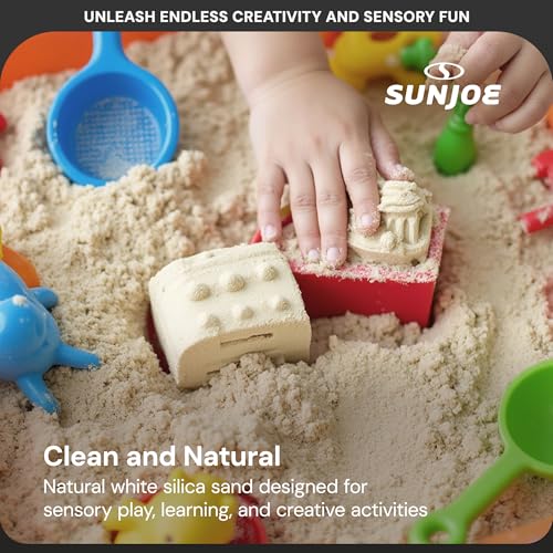 Sun Joe Silica Play Sand for Sandbox, Ultra Fine, PLYSAND50 | 50 Lb Bag - Sensory Table & Gardens, Indoor & Outdoor Craft Accessory for Molding, Digging & Sculpting - size: 50 lb