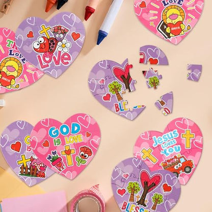 Haooryx Heart Shape Jigsaaw Puzzle, 12 Pcs Jesus Love You Heart Puzzles | Religious Jigsaw Challenging Family Puzzles Home Decor Birthday Summer Party Gift Interlock Perfectly Men Women Church Event - style: Valentine's Day Heart