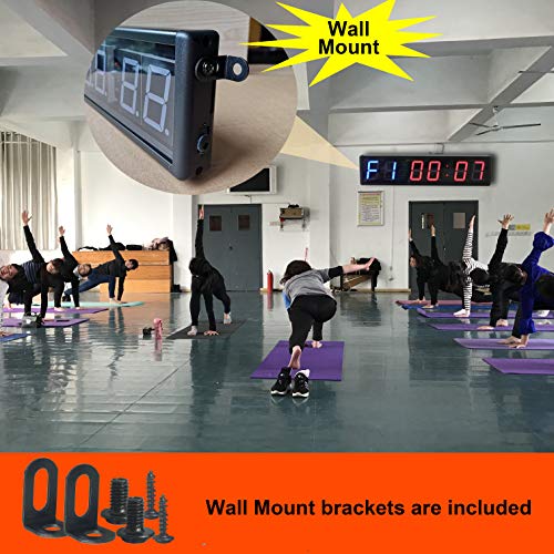 Large Workout Clock for Home Gym, 15" Wall Mount Gym Timer Clock with Remote, (2.3-inch Digits, Blue+Red)