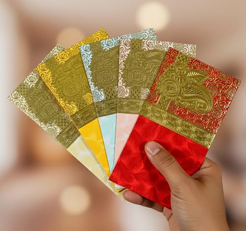 Esplanade Envelope for Cash Shagun Lifafa Set | Multicolour with Golden Detailing Envelopes for Gifting Money | Wedding Sagan, Eid, Rakhi, Festival, Family & Corporate (Leaf Set of 10) - color: Leaf Set of 10