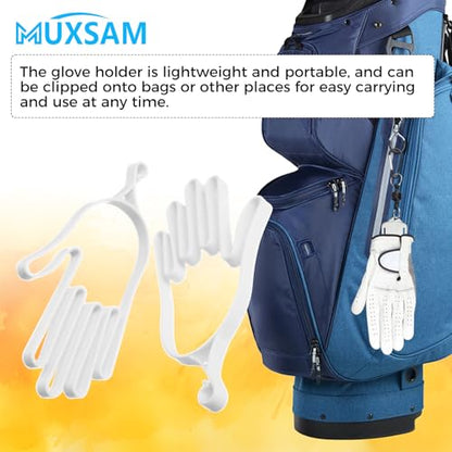 MUXSAM Golf Gloves Stretcher Holder Keeper Hanger Gloves Support Frame Golf Gloves Holder Rack Dryer Shaper Tool Accessories for Golfer Gloves Maintenance(1 Pair 2Pcs) - color: White