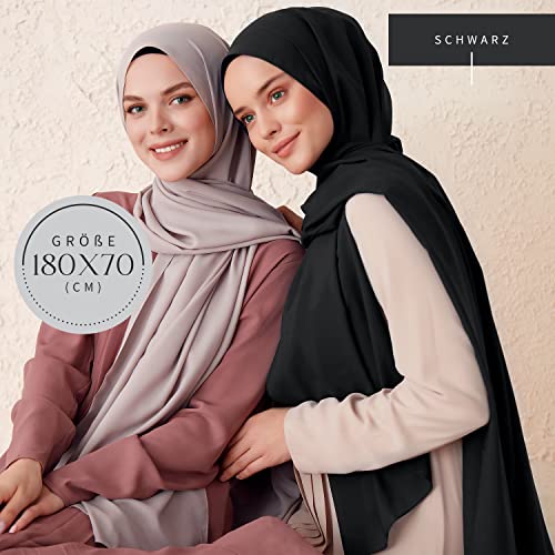 Chiffon Hijab Scarf for Women - Chiffon Hijab Muslim Headscarf Shawl - Soft Fashion Scarf Muslim Headscarf Shawl - color: Black