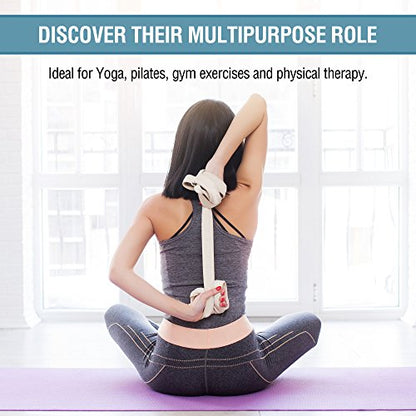 Stretching Straps and Yoga Blocks - Yoga Beginner Kit for Pilates & Gym | For Home Workouts - Hold Poses, Stretch, Improve Flexibility & Maintain Balance. BONUS Exercise Guide