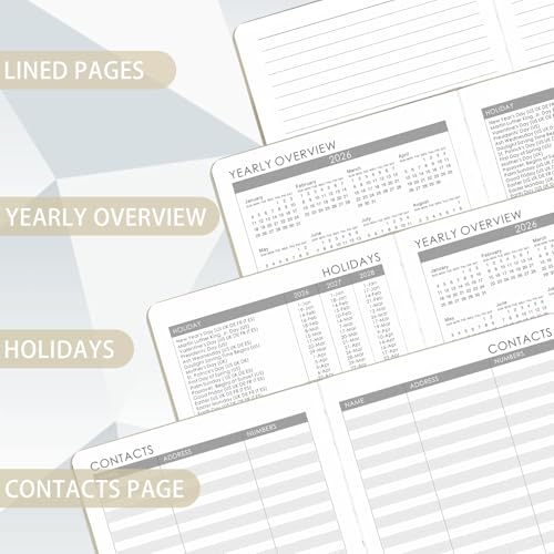 2026-2027 Planner - Academic Planner 2026-2027 Weekly Monthly Planner, July 2026 - June 2027, 5.7'' x 8.4'', Thick Paper, Leather Cover, Pen Holder, Back Pocket, Perfect Daily Organizer - Off-white - color: Off-white