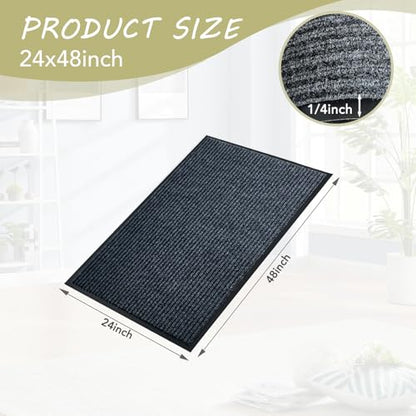Front Door Mat, 2'x4'Indoor Outdoor Welcome Commercial Floor Mats | Heavy Duty Durable Inside Outside Entrance, Waterproof All-Season, All-Weather Non Slip Backing Doormat for Entryway, Black - size: 24"x48"