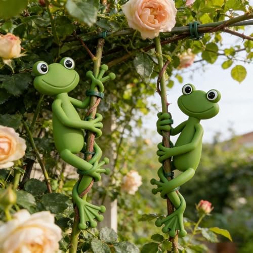 1 Piece Flexible Green Frog Silicone Plant Support,Soft Bendable Silicone Plant Holder,Animal-Shaped Stabilizer for Home & Office Decor