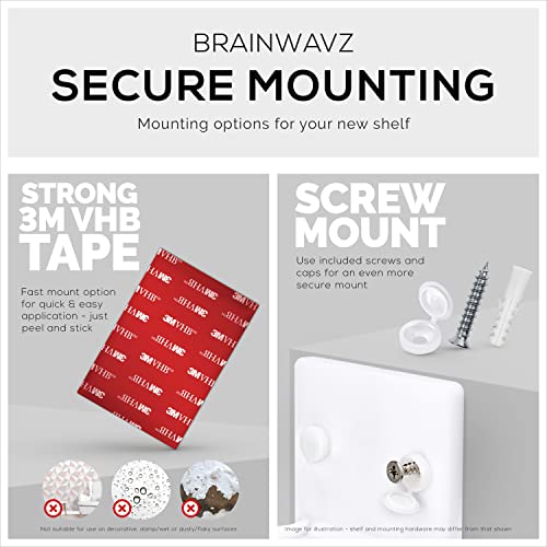 BRAINWAVZ 4” Small Floating Shelf, Adhesive & Screw in, for Bluetooth Speakers, Cameras, Plants, Toys, Books & More, Easy to Install Shelves Wall Mount (White) - color: 4" Round