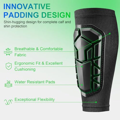 Soccer Shin Guards for Kids Youth, Ski Shin Guard Sleeves for 2-18 Years Old Boys Girls Adults, Protective Gear for Football Soccer, Calf Compression Sleeve with Honeycomb Pads - size: Small