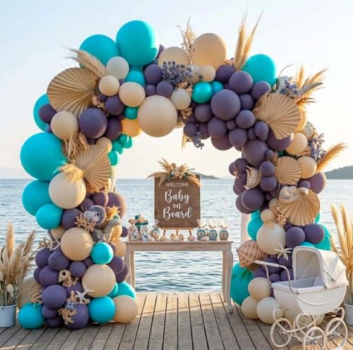 Teal Balloons Turquiose Double Stuffed Balloon Garland Arch Kit Latex Different Sizes For Birthday Baby Shower Dolphin Mermaid Engagement Anniverasry Party Decoration | Turquiose Teal Blue Balloon Garland Kit For Birthday Baby Shower Dolphin Engagement An