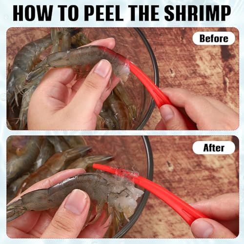 Gisafai 6 Pcs Shrimp Peeler Plastic Deveiner Cleaner Tool for Kitchen Shrimp Deveining Peel Tool, 10.2 Inch(Red) - color: Red