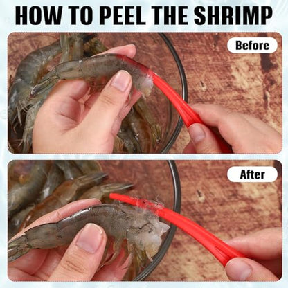 Gisafai 6 Pcs Shrimp Peeler Plastic Deveiner Cleaner Tool for Kitchen Shrimp Deveining Peel Tool, 10.2 Inch(Red) - color: Red