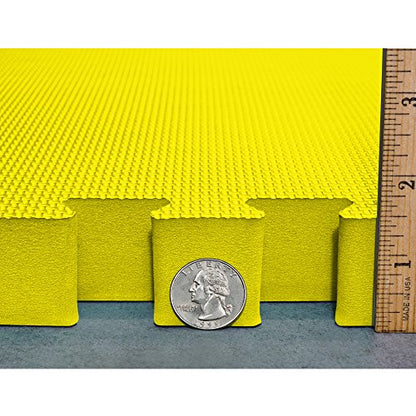 Meister X-Thick 1.5" Interlocking EVA Foam Mats - YL - 10 Tiles (40 Sqft) | Extra-thick 2X cushioning w/ anti-slip grip. 2' x 2' puzzle mats for wrestling, MMA, gymnastics, home gyms and play areas