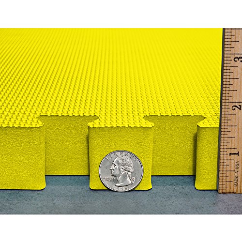 Meister X-Thick 1.5" Interlocking EVA Foam Mats - YL - 10 Tiles (40 Sqft) | Extra-thick 2X cushioning w/ anti-slip grip. 2' x 2' puzzle mats for wrestling, MMA, gymnastics, home gyms and play areas - color: Yellow, size: 10 Tiles (40 Sqft)