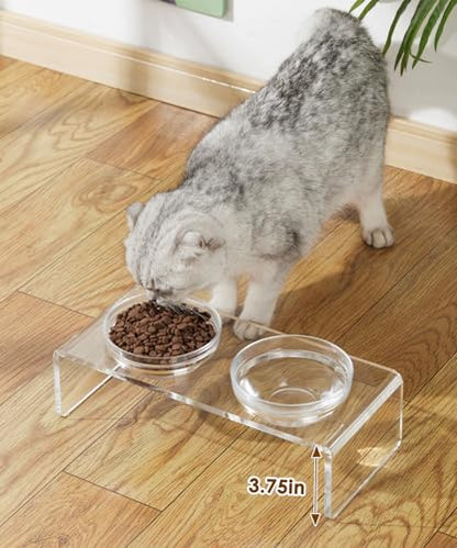Replacement Glass Bowl for Feoyoho 3.75in Feeder Stand – Small, 13.7 oz / 1.7 Cups, Dishwasher & Microwave Safe - size: For 3.75ʺ Tall Stand (Small, 13.7 oz)