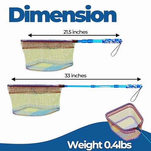 Kids Fishing Net - Extendable Telescopic Landing Net for Boy Girl Children Catching Small Fish Crab Shrimp Minnow Dragonfly Beach Pier Lake River Ocean - color: Style 2 (Blue)
