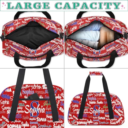 Custom Sports Duffel Bag Boys Personalized Kids Gym Bag, Red | Customized Travel Duffle Bag with Name Ranked - color: Color 1