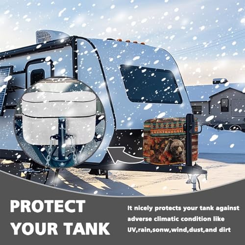 American Bear RV Trailer Propane Tank Cover Double 20 LB Propane Gas Tank Cover Durable Waterproof RV Parts Accessories Easy to Install - color: American Bear, size: S 20LB