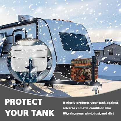 American Bear RV Trailer Propane Tank Cover Double 20 LB Propane Gas Tank Cover Durable Waterproof RV Parts Accessories Easy to Install - color: American Bear, size: S 20LB