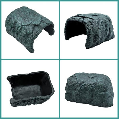 M2cbridge Reptile Hideout Cave Resin Rock Hides Terrarium Habitat Decor Amphibians Fish Playground