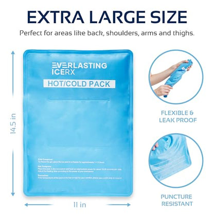 Reusable Ice Pack for Injuries | 11" x 14.5" - 2 Pack XL | Hot & Cold Pack | Large Ice Pack for Back Pain Relief, Soft Ice Packs Reusable, Flexible When Frozen