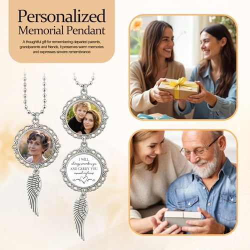 KDY Custom Car Rearview Mirror Accessories - Car Mirror Hanging Accessories with Photo & Text, Personalized Memorial Gift for Loss of Loved Ones (Wing)