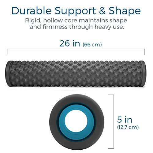 Teeter Massage Foam Roller - Textured for Deep Tissue Muscle Relief to Boost Recovery, Flexibility, Mobility - Back Pain Relief, Sports Massage, Myofascial Release - color: More Firm (Gray/Bumpy)