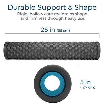 Teeter Massage Foam Roller - Textured for Deep Tissue Muscle Relief to Boost Recovery, Flexibility, Mobility - Back Pain Relief, Sports Massage, Myofascial Release - color: More Firm (Gray/Bumpy)