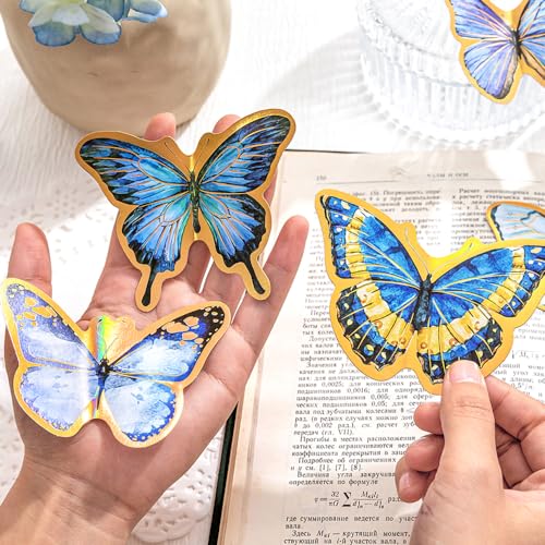 48 Pcs Large Vintage Hot Stamping Butterfly Stickers - Self Adhesive Hardcard Butterfly Stickers for Journaling,Scrapbook,Arts Supplies - color: Bronzing Butterfly