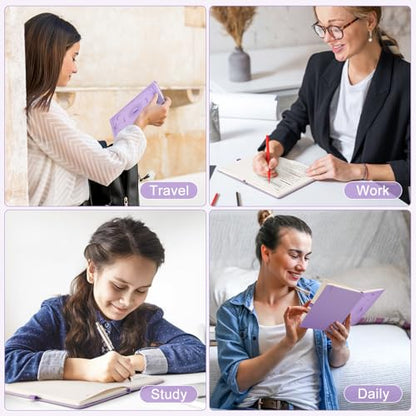 Dotted Journal for Women Men, 192 Pages A5 Notebook Journal, Hardcover Notebook with 100Gsm Thick Pages, Leather Note Book for Writing, Travel, Business, Office, Prayer 5.7 x 8.3, Light Purple - color: Light Purple, style: Dotted